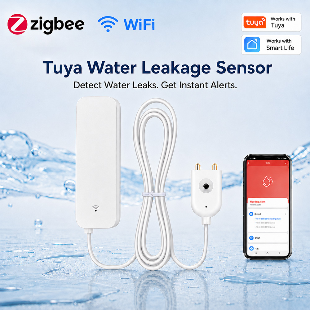 Home Security Tools - ZigBee WiFi 水漏れセンサー 洪水漏水警報器 Tuya スマートライフ