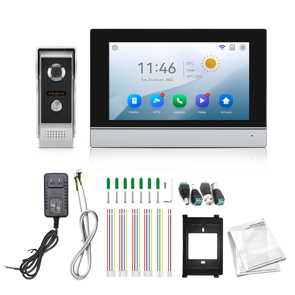 Home Security Recorder - 7インチIPSスクリーン、2MP、Tuyaリモートコントロール、WIFIドアホンインターホン、ビジュアルドアベル、AHDカメラ対応、ホームセキュリティドアビューア