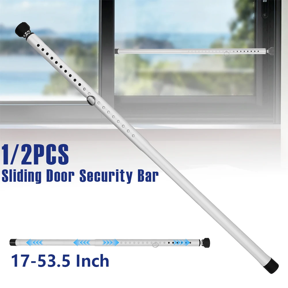 Home Security Jammers - 1/2個 スライドドアセキュリティバー 17-53.5インチ 調整可能 ドアセキュリティバー ゴムチップ付き