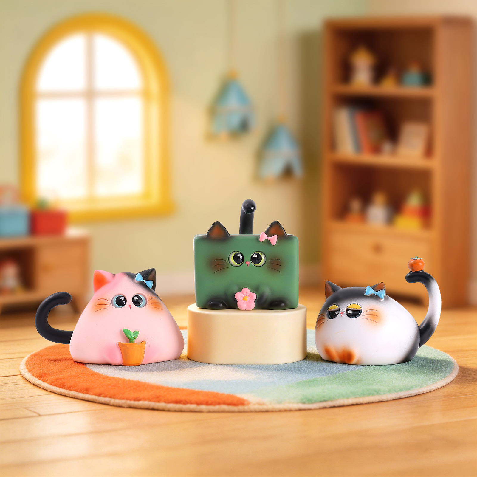 ブラインドボックス猫フィギュア樹脂製クリエイティブ漫画デスク - Home Security Box のレビューと価格