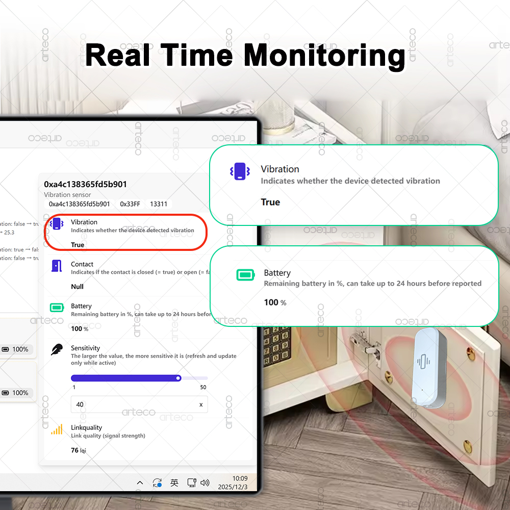 スマート ZigBee 3.0 振動センサー リモートモニタ - Home Security Tools のレビューと価格