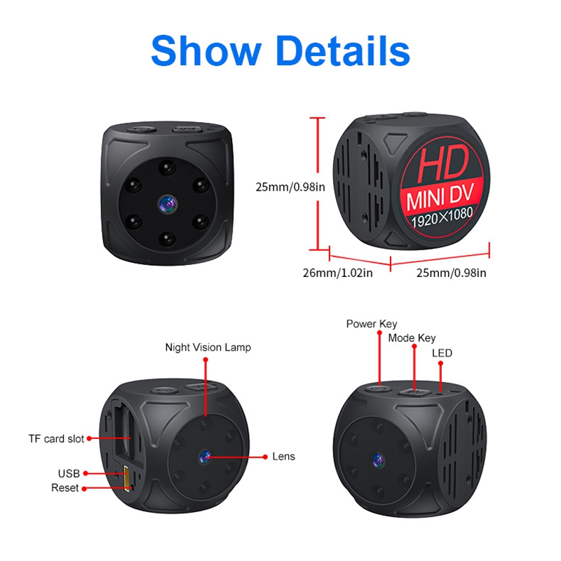 ミニHDカメラ 1080p ポータブル小型ナニーカム ビデオ - Home Security Recorder のレビューと価格