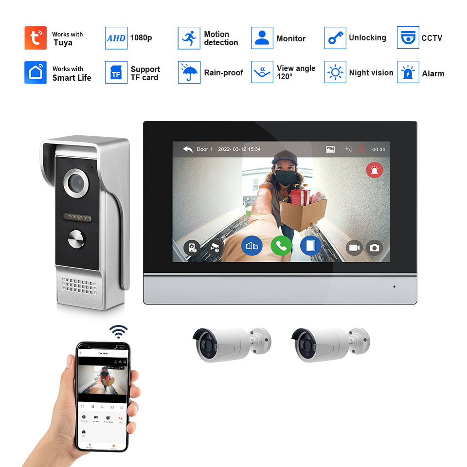 7インチIPSスクリーン、2MP、Tuyaリモートコントロー - Home Security Recorder のレビューと価格